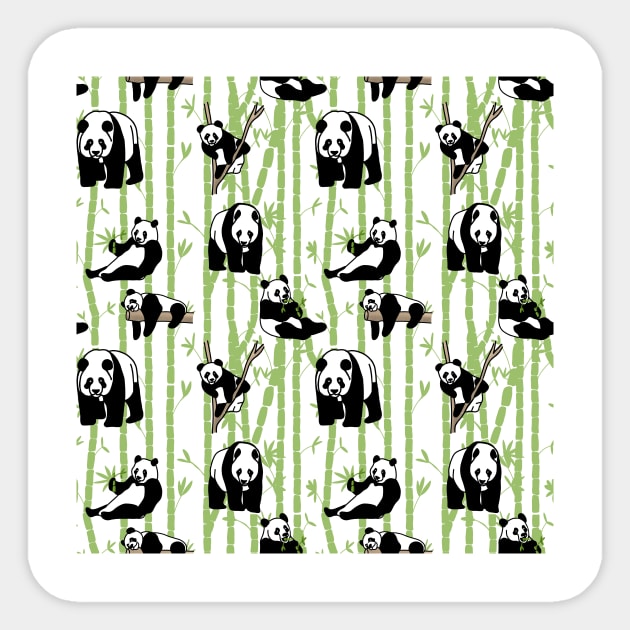 Giant Pandas in the bamboo forest on white background Sticker by Quick Brown Fox Canada 